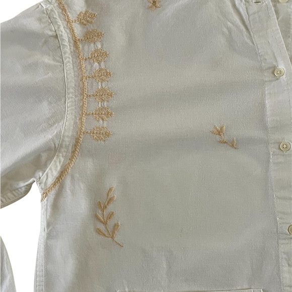 Zara White Embroidered Button-Up Shirt - Picture 3 of 6
